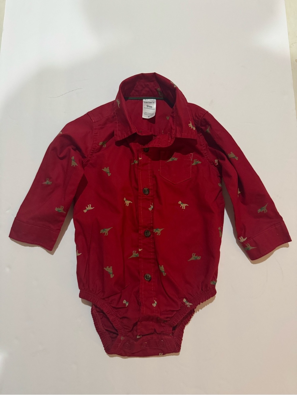 Carter's Red Baby Shirt with Small Multicolor Dino Print